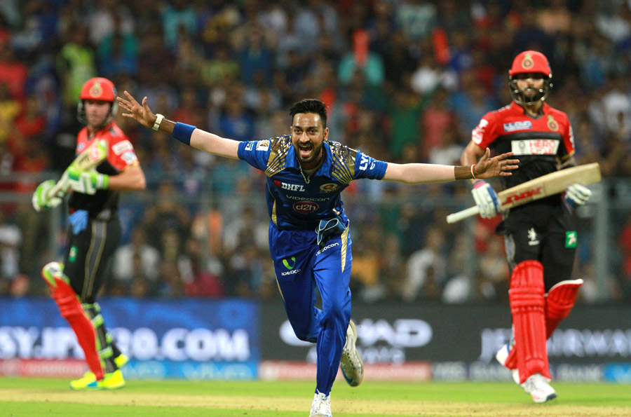 Krunal Pandya brought  Mumbai Indians back into the contest when he dismissed both set batsmen in the 11th over