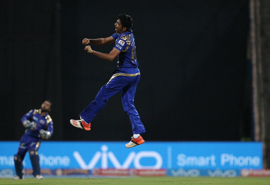 Jasprit Bumrah had Shane Watson caught behind soon after, leaving Royal Challengers at 99 for 4