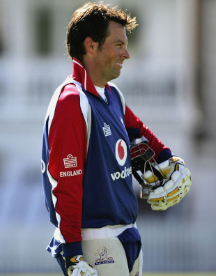 Marcus Trescothick waits for his turn in the nets ahead of the fourth one-dayer against Pakistan tomorrow, Trent Bridge, September 7, 2006