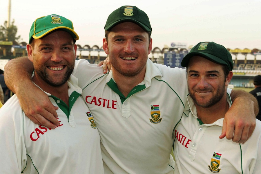 Jacques Kallis, Graeme Smith and Mark Boucher are all smiles after wrapping up the series