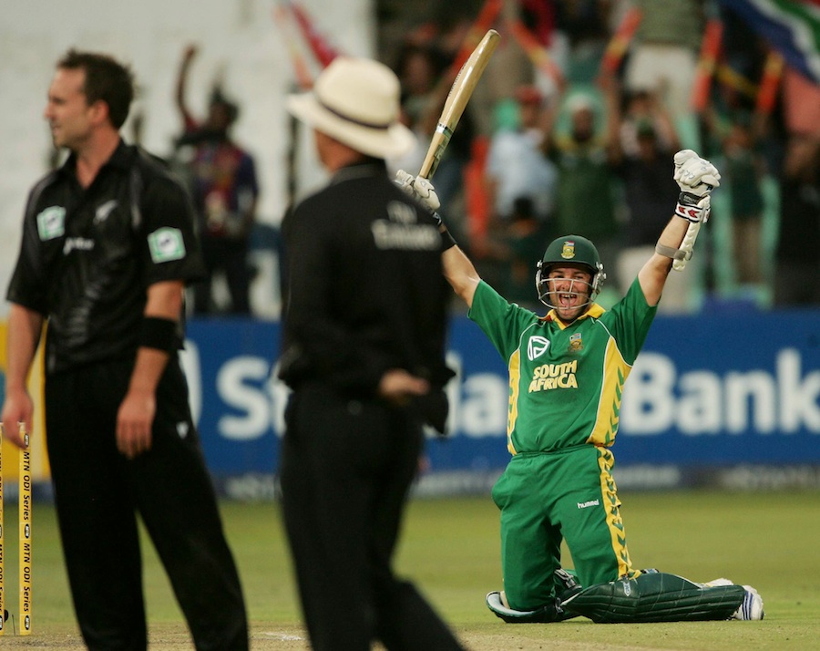 Mark Boucher exults after the victory