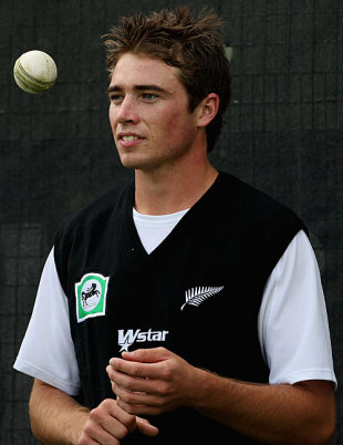 Tim Southee tosses a ball ahead of New Zealand's first one-dayer against England at Chester-le-Street, Chester-le-Street, June 14, 2008
