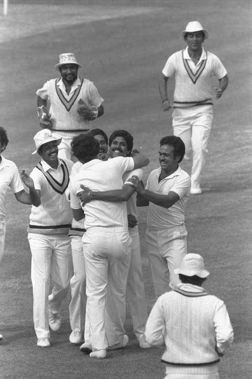 Indian players celebrate their victory in the 1983 World Cup final