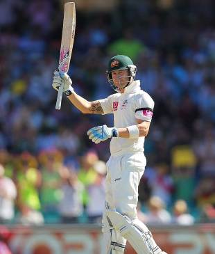 A half-century from Michael Clarke, Australia v Sri Lanka, 3rd Test, Sydney, 2nd day, January 4, 2013