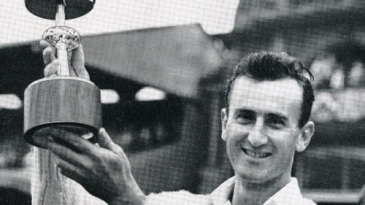 Ted Dexter poses with the Gillette Cup after Sussex's win in the 1963 final