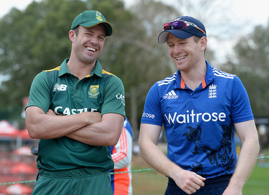 AB de Villiers and Eoin Morgan line up at the toss | Photo | South Africa v  England | ESPNcricinfo.com