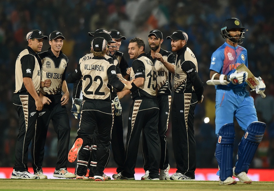 Shikhar Dhawan was trapped lbw by Nathan McCullum in the first over of India's chase