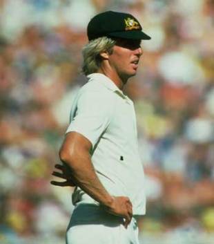 Jeff Thompson fielding, England v Austrlaia, January 1, 1983