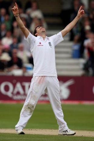 James Anderson celebrates finishing the New Zealand innings with his seventh wicket, England v New Zealand, 3rd Test, Trent Bridge, June 7, 2008